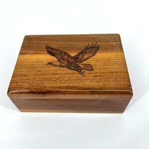 Vintage Artisan  Dana Harter Jewelry Box American Eagle Velvet Lined USA Made